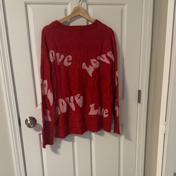 Women's Red Valentines Love Print Sweater - Picture 4 of 4